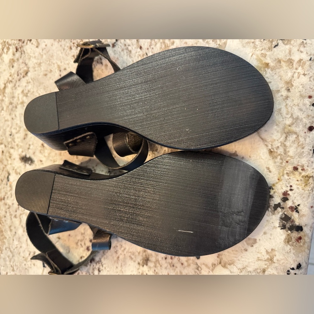 Stylish Leather Wedge Sandals - Picture 6 of 6